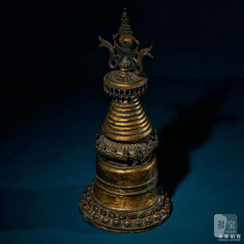 13世纪 （西藏）铜鎏金噶当塔 - 图6